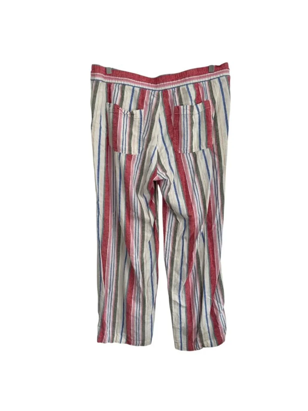 Old Navy Womens Striped Linen Blend Lounge Pants Large Red Blue White Resort - Picture 2 of 12